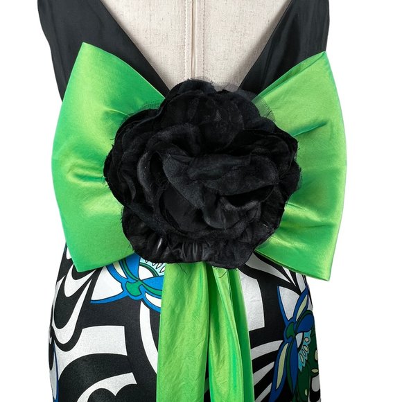 Stunning! Vintage JOVANI Black, Green, Blue Print Evening Gown Size 8 - Picture 11 of 15